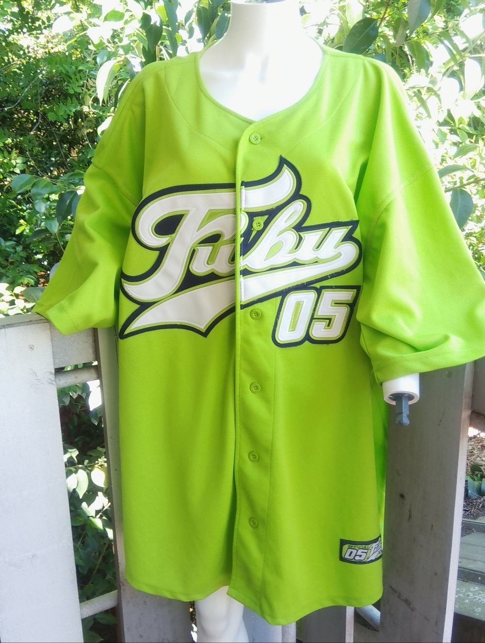 Vintage Y2K FUBU Green Button Down Embroidered Jersey XXXL